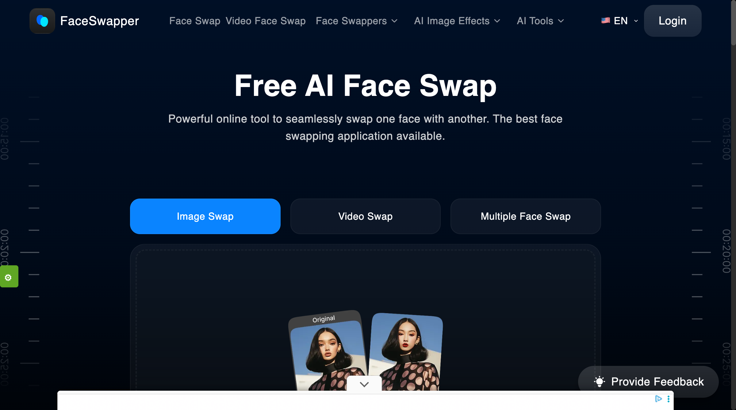 FaceSwapper.ai web interface for quick browser-based face swaps