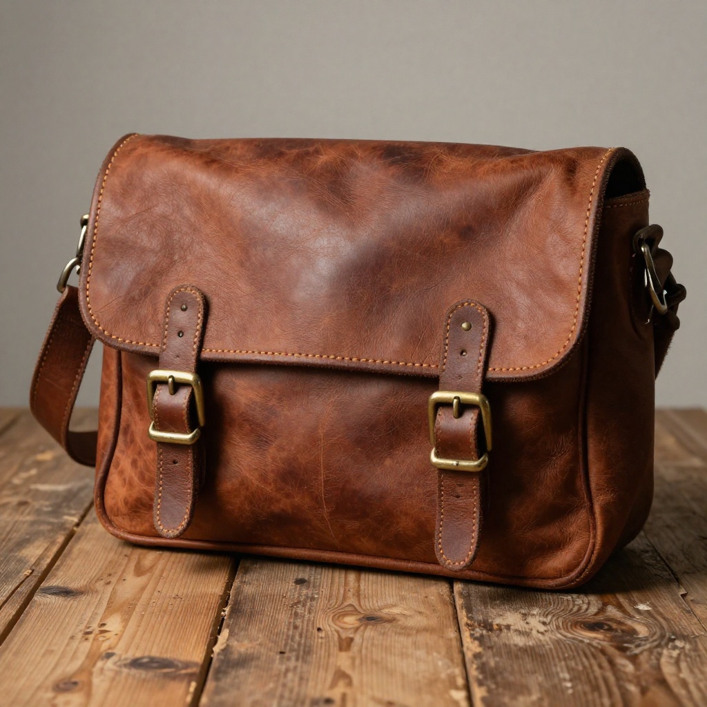 Before background removal - leather bag product photo